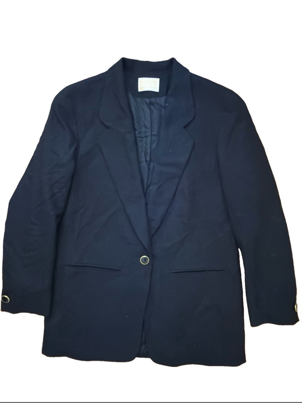Vintage Pendleton Black Wool Blazer Jacket Women’s Size 10 Pure Virgin Wool USA